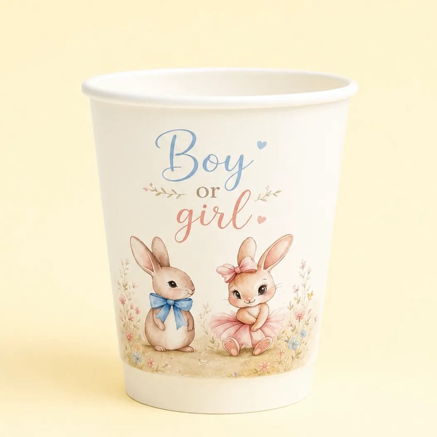 12 Boy or Girl Gender Reveal Paper Cups
